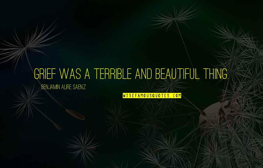 Quinty Mcsquinty Quotes By Benjamin Alire Saenz: Grief was a terrible and beautiful thing. Quinty Mcsquinty Quotes By Benjamin Alire Saenz: Grief was a terrible and beautiful thing.