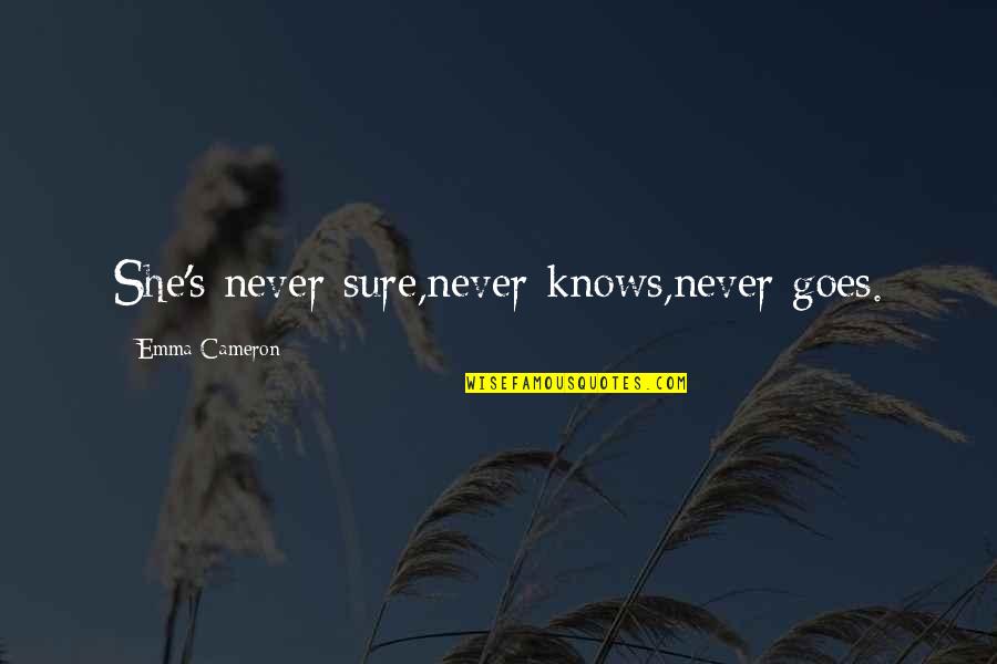 Quiroz Chiropractic Quotes By Emma Cameron: She's never sure,never knows,never goes.