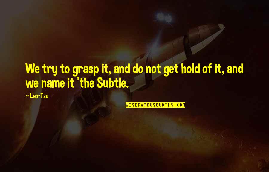 Quitandose Sus Quotes By Lao-Tzu: We try to grasp it, and do not