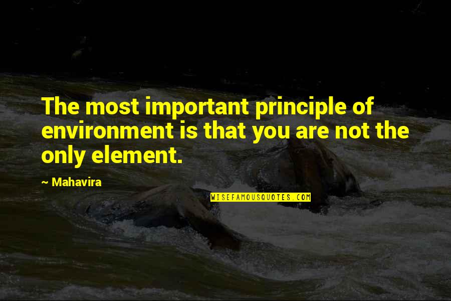 Quitter Never Wins Quotes By Mahavira: The most important principle of environment is that