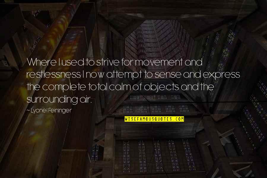 Quitters Inc Quotes By Lyonel Feininger: Where I used to strive for movement and