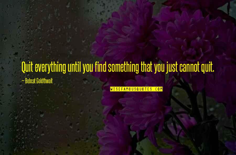 Quitting Quotes By Bobcat Goldthwait: Quit everything until you find something that you