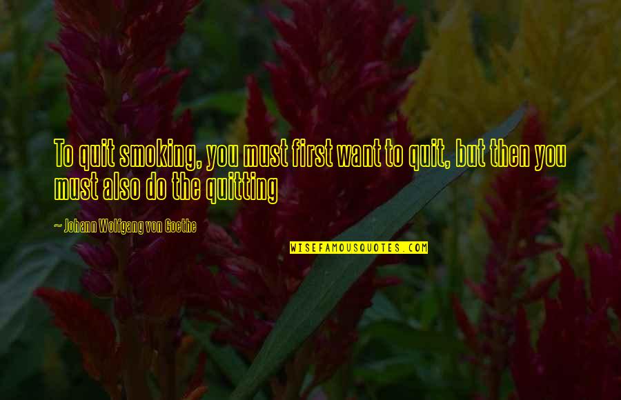Quitting Quotes By Johann Wolfgang Von Goethe: To quit smoking, you must first want to