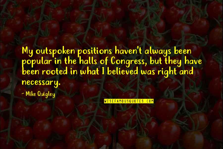 Quiutarelli Quotes By Mike Quigley: My outspoken positions haven't always been popular in
