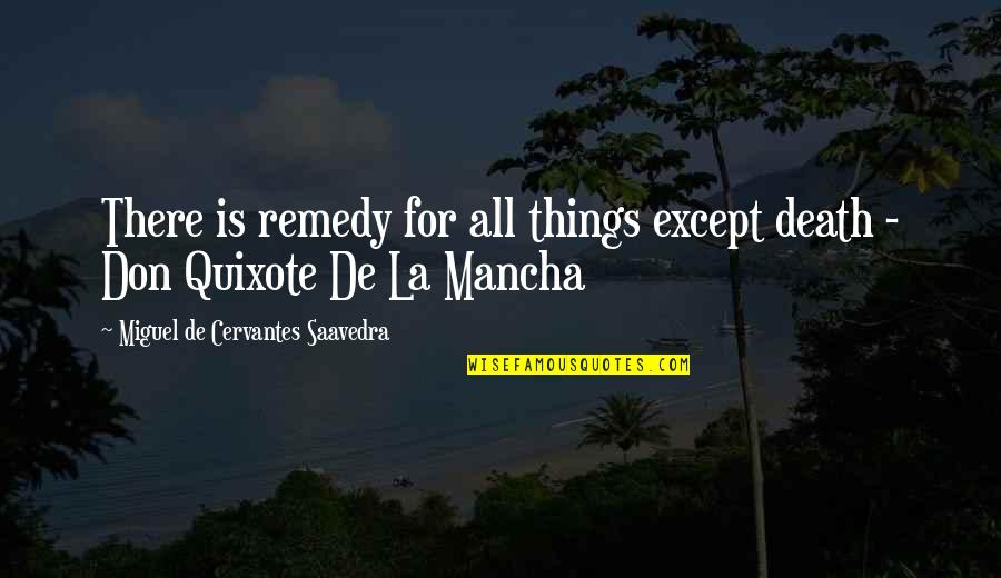 Quixote's Quotes By Miguel De Cervantes Saavedra: There is remedy for all things except death
