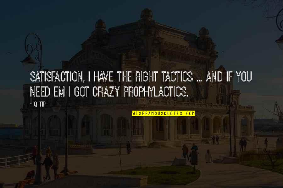Quondam Means Quotes By Q-Tip: Satisfaction, I have the right tactics ... And