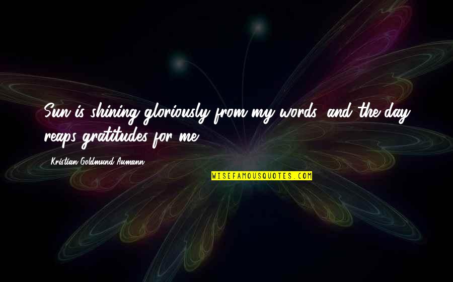 Quote Me Quotes By Kristian Goldmund Aumann: Sun is shining gloriously from my words; and