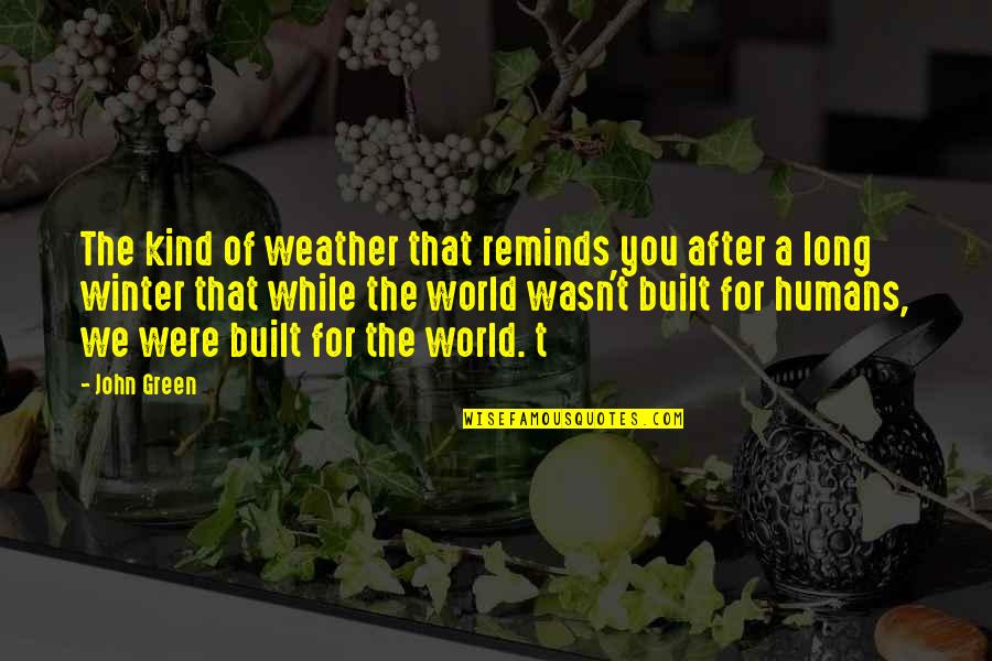 Quotes About Being Happy Quotes By John Green: The kind of weather that reminds you after Quotes About Being Happy Quotes By John Green: The kind of weather that reminds you after