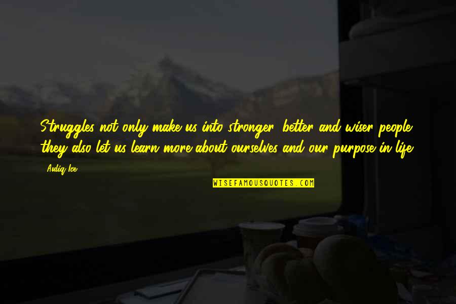 Quotes About Life Purpose Quotes By Auliq Ice: Struggles not only make us into stronger, better