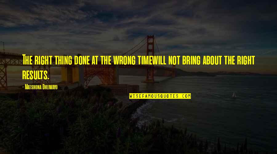 Quotes About Time Quotes By Matshona Dhliwayo: The right thing done at the wrong timewill Quotes About Time Quotes By Matshona Dhliwayo: The right thing done at the wrong timewill