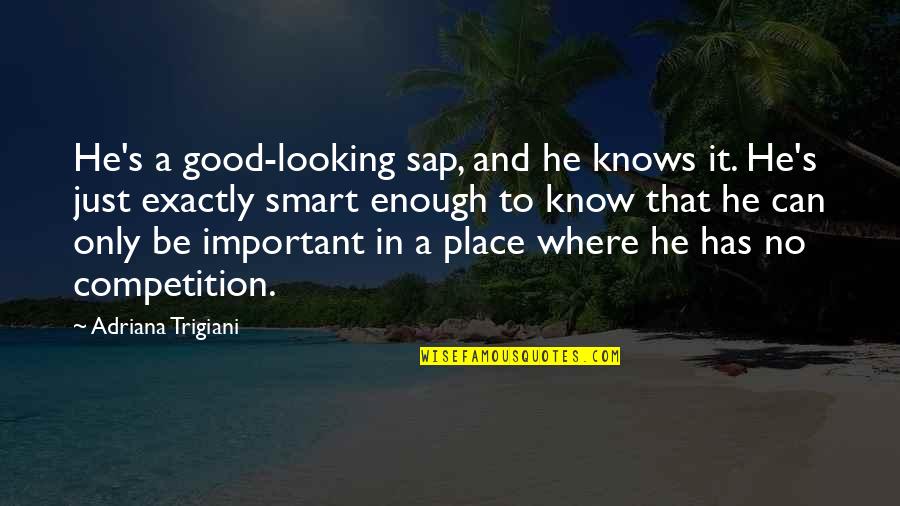 Quotes About Working Out Motivational Quotes By Adriana Trigiani: He's a good-looking sap, and he knows it. Quotes About Working Out Motivational Quotes By Adriana Trigiani: He's a good-looking sap, and he knows it.