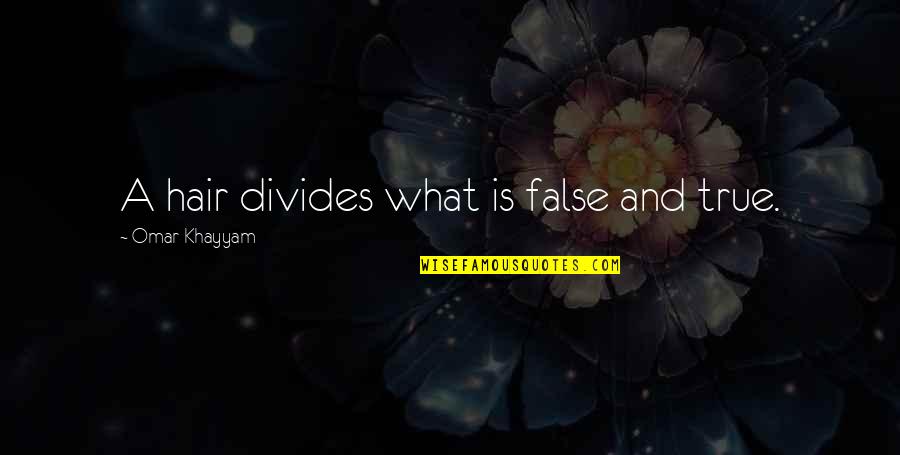 Quotes And Sayings About Copycats Quotes By Omar Khayyam: A hair divides what is false and true.