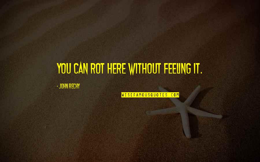 Quotes Belgian Proverb Quotes By John Rechy: You can rot here without feeling it.