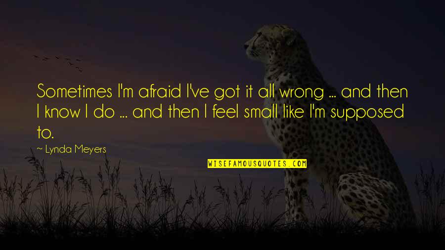 Quotes Brighten Your Spirits Quotes By Lynda Meyers: Sometimes I'm afraid I've got it all wrong