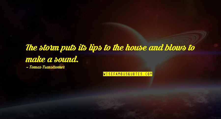Quotes Capitalization Middle Sentence Quotes By Tomas Transtromer: The storm puts its lips to the house
