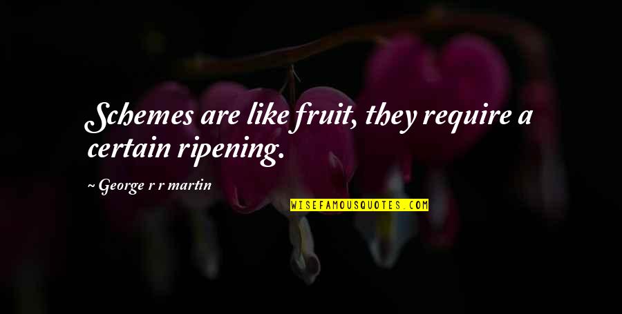 Quotes Carved In Stone Quotes By George R R Martin: Schemes are like fruit, they require a certain