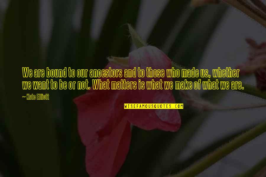 Quotes Construir Quotes By Kate Elliott: We are bound to our ancestors and to