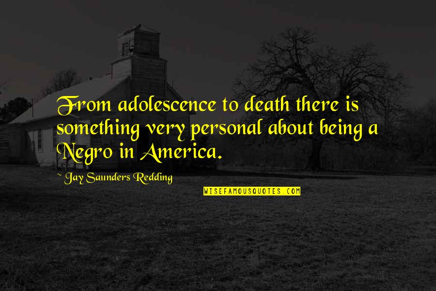 Quotes Darkfever Quotes By Jay Saunders Redding: From adolescence to death there is something very