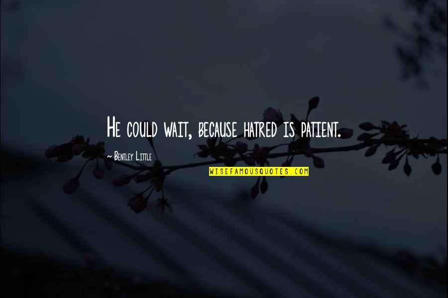 Quotes Double Quotes By Bentley Little: He could wait, because hatred is patient. Quotes Double Quotes By Bentley Little: He could wait, because hatred is patient.