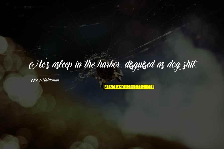 Quotes From Tolkien About Christianity Quotes By Joe Haldeman: He's asleep in the harbor, disguised as dog Quotes From Tolkien About Christianity Quotes By Joe Haldeman: He's asleep in the harbor, disguised as dog