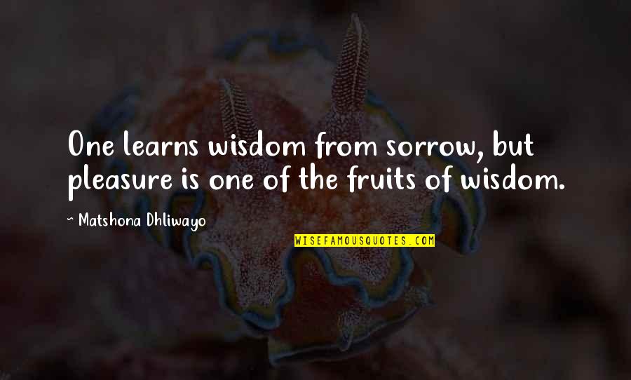 Quotes From Wisdom Quotes By Matshona Dhliwayo: One learns wisdom from sorrow, but pleasure is