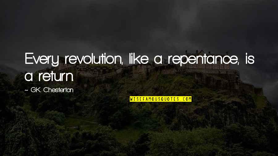 Quotes Gilda Quotes By G.K. Chesterton: Every revolution, like a repentance, is a return.