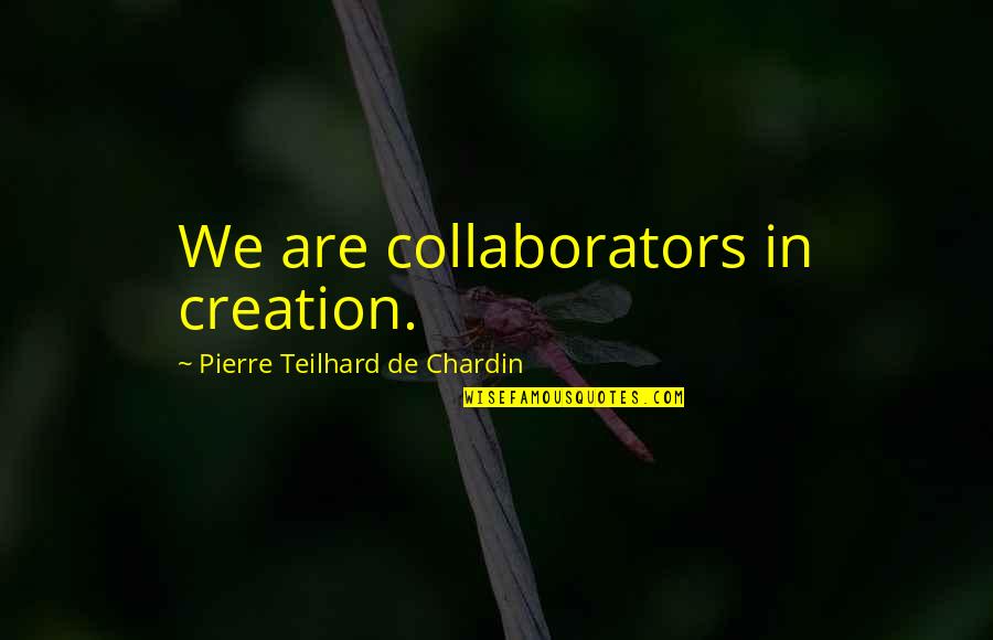 Quotes Lyrics About Home Quotes By Pierre Teilhard De Chardin: We are collaborators in creation.