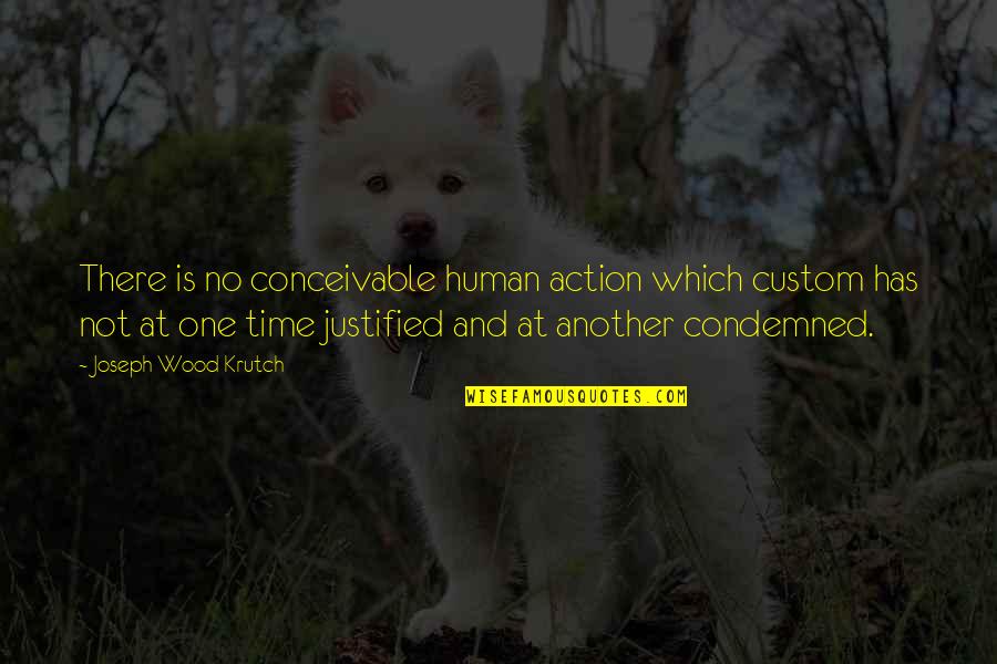 Quotes Mahavira Quotes By Joseph Wood Krutch: There is no conceivable human action which custom