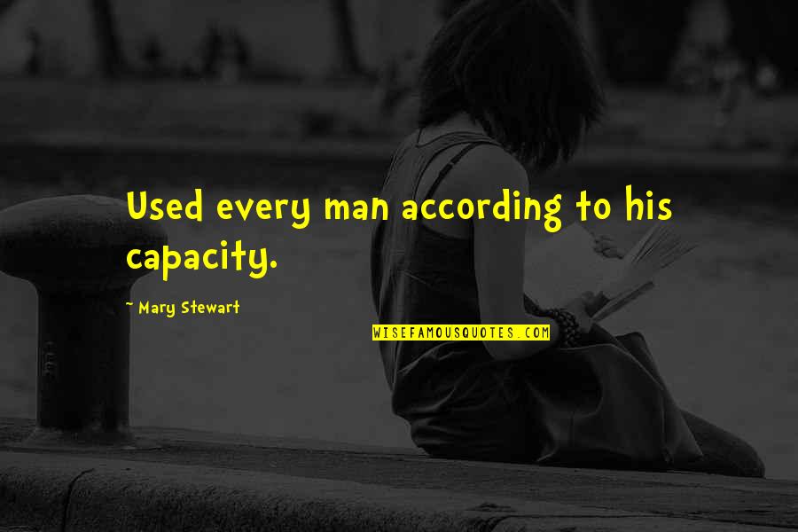 Quotes Man Quotes By Mary Stewart: Used every man according to his capacity.