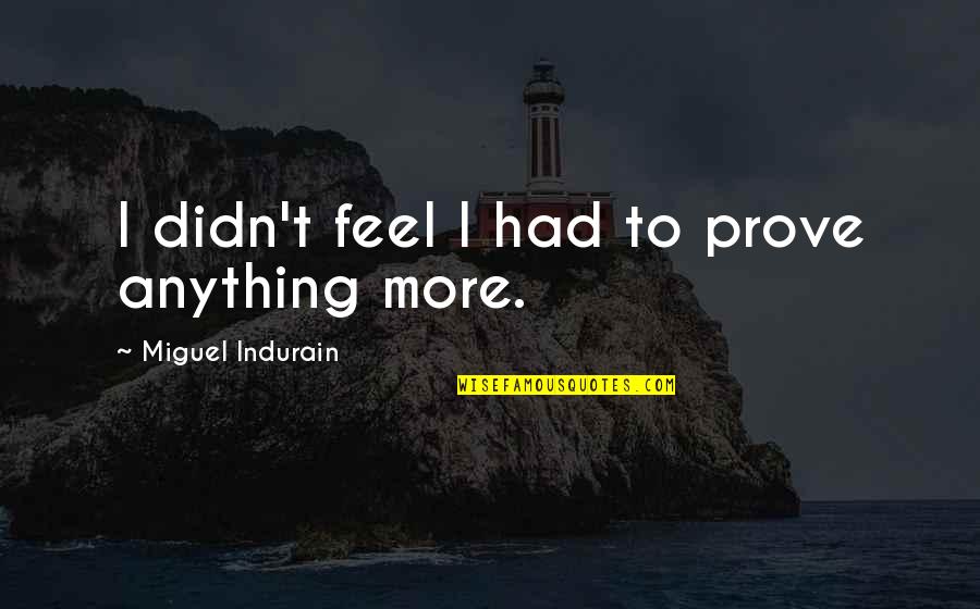 Quotes Mencken Quotes By Miguel Indurain: I didn't feel I had to prove anything