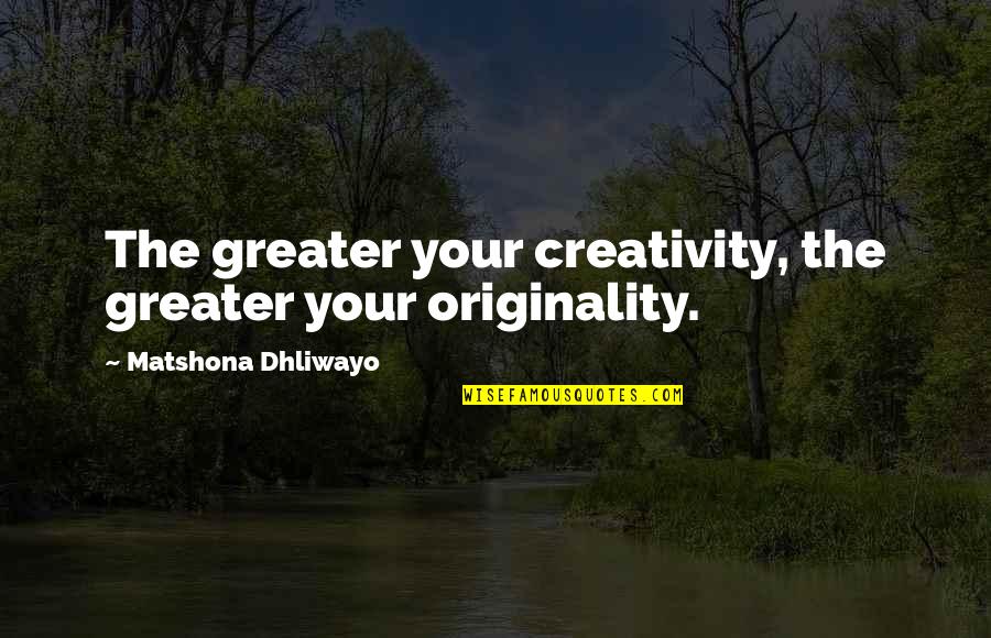 Quotes On Creativity Quotes By Matshona Dhliwayo: The greater your creativity, the greater your originality. Quotes On Creativity Quotes By Matshona Dhliwayo: The greater your creativity, the greater your originality.