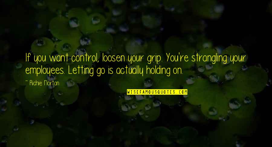 Quotes On Work Quotes By Richie Norton: If you want control, loosen your grip. You're Quotes On Work Quotes By Richie Norton: If you want control, loosen your grip. You're