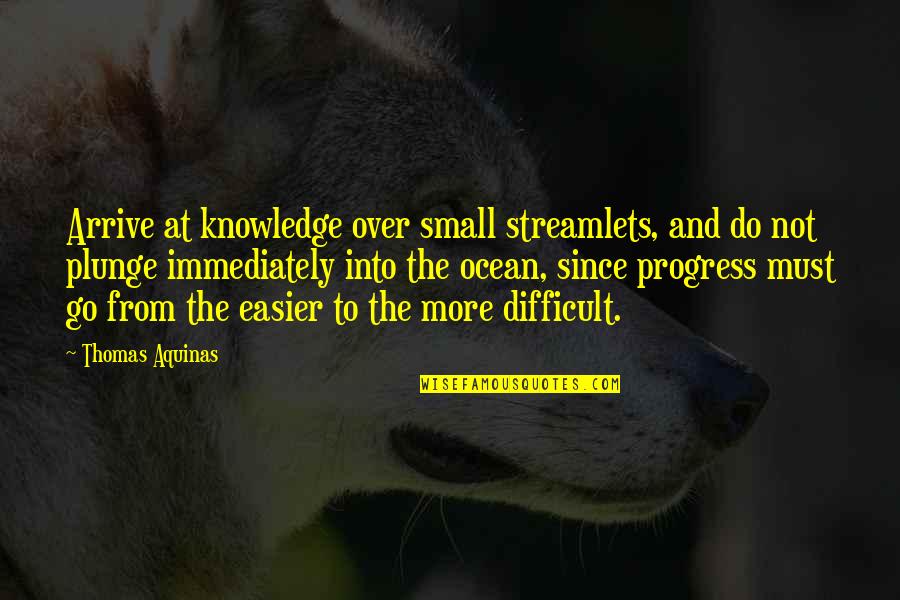 Quotes Opposing Slavery Quotes By Thomas Aquinas: Arrive at knowledge over small streamlets, and do
