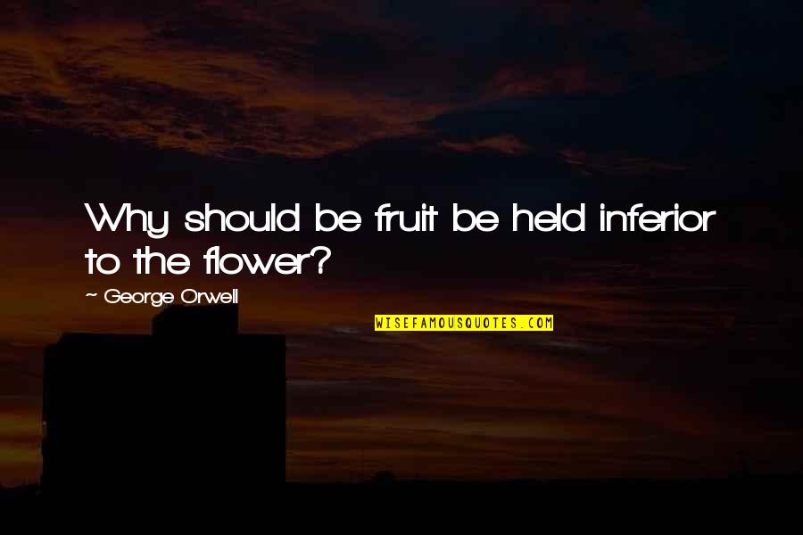 Quotes Precepts Quotes By George Orwell: Why should be fruit be held inferior to