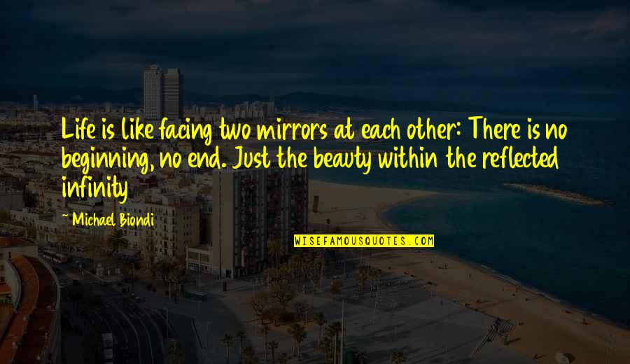 Quotes Reflected In You Quotes By Michael Biondi: Life is like facing two mirrors at each Quotes Reflected In You Quotes By Michael Biondi: Life is like facing two mirrors at each