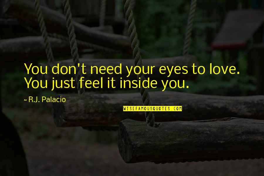 Quotes Solitudine Quotes By R.J. Palacio: You don't need your eyes to love. You