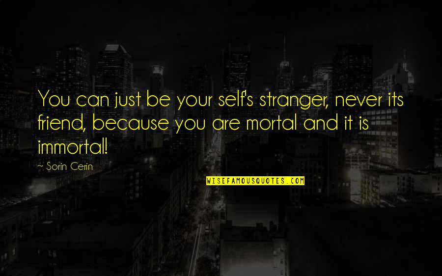 Quotes Sonreir Quotes By Sorin Cerin: You can just be your self's stranger, never