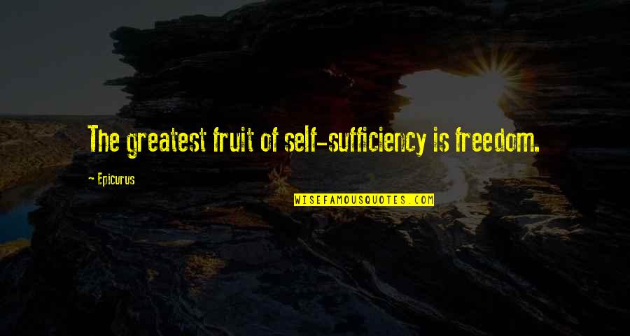 Quotes Sorriso Quotes By Epicurus: The greatest fruit of self-sufficiency is freedom.
