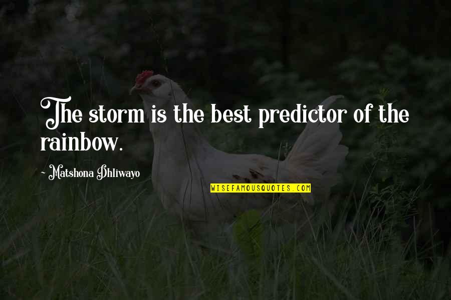 Quotes Storm Quotes By Matshona Dhliwayo: The storm is the best predictor of the