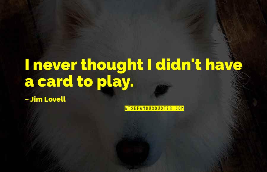 Quotes To Ponder About God Quotes By Jim Lovell: I never thought I didn't have a card