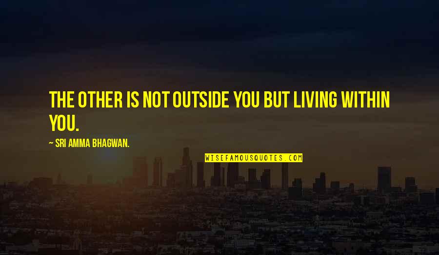 Quotes Within Quotes By Sri Amma Bhagwan.: The other is not outside you but living Quotes Within Quotes By Sri Amma Bhagwan.: The other is not outside you but living