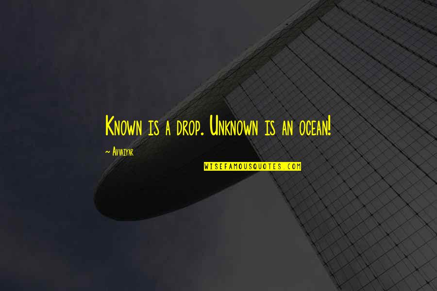 Quotes Wodehouse Quotes By Avvaiyar: Known is a drop. Unknown is an ocean!