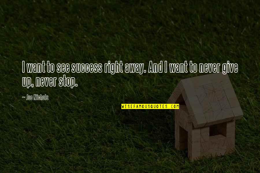 Quran Euthanasia Quotes By Joe Nichols: I want to see success right away. And