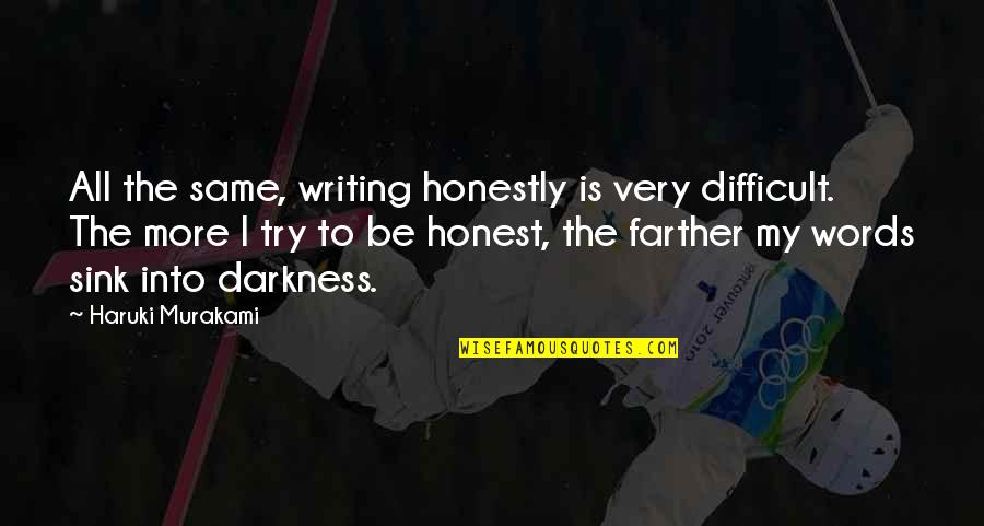 Qurani Ayat Quotes By Haruki Murakami: All the same, writing honestly is very difficult.
