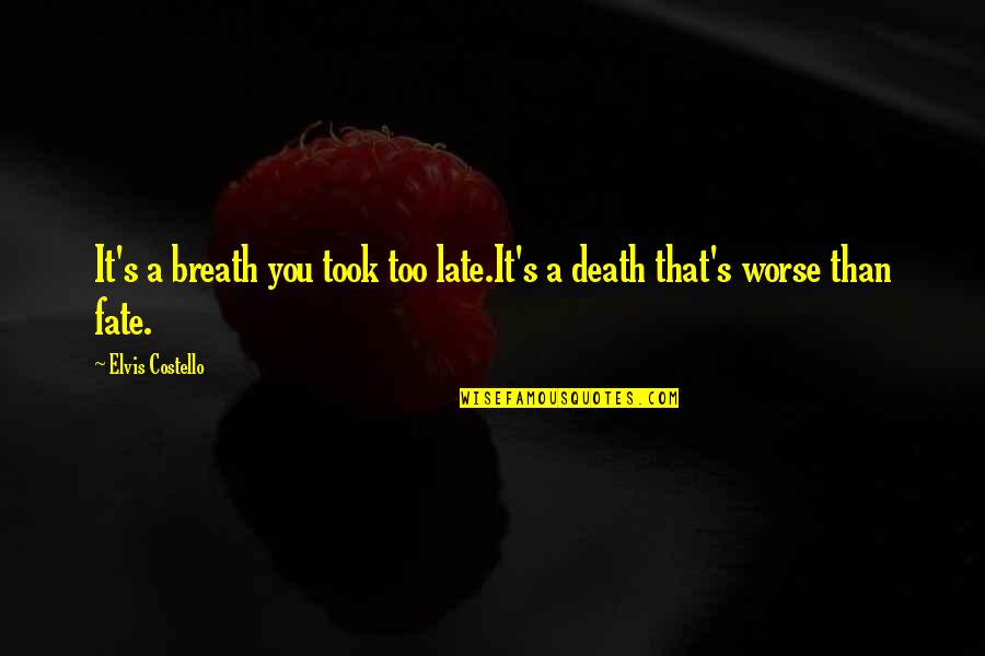R&b Lyric Quotes By Elvis Costello: It's a breath you took too late.It's a