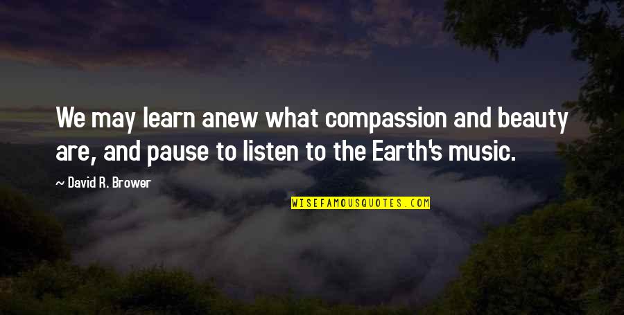 R&b Music Quotes By David R. Brower: We may learn anew what compassion and beauty