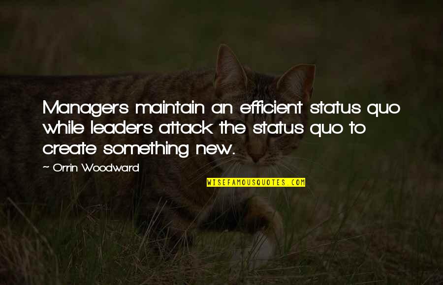 R B Woodward Quotes By Orrin Woodward: Managers maintain an efficient status quo while leaders