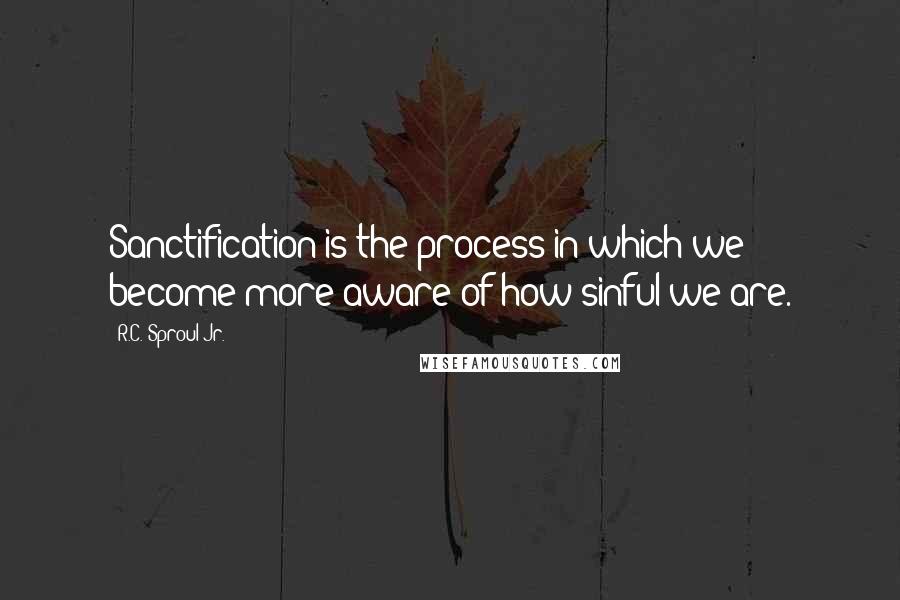 R.C. Sproul Jr. quotes: Sanctification is the process in which we become more aware of how sinful we are.