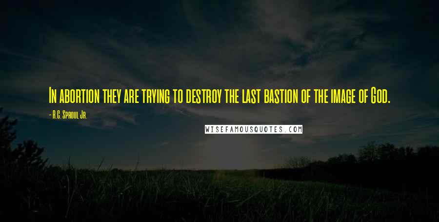 R.C. Sproul Jr. quotes: In abortion they are trying to destroy the last bastion of the image of God.