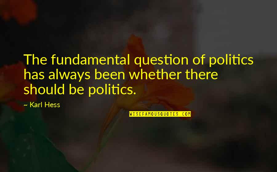 R Hess Quotes By Karl Hess: The fundamental question of politics has always been